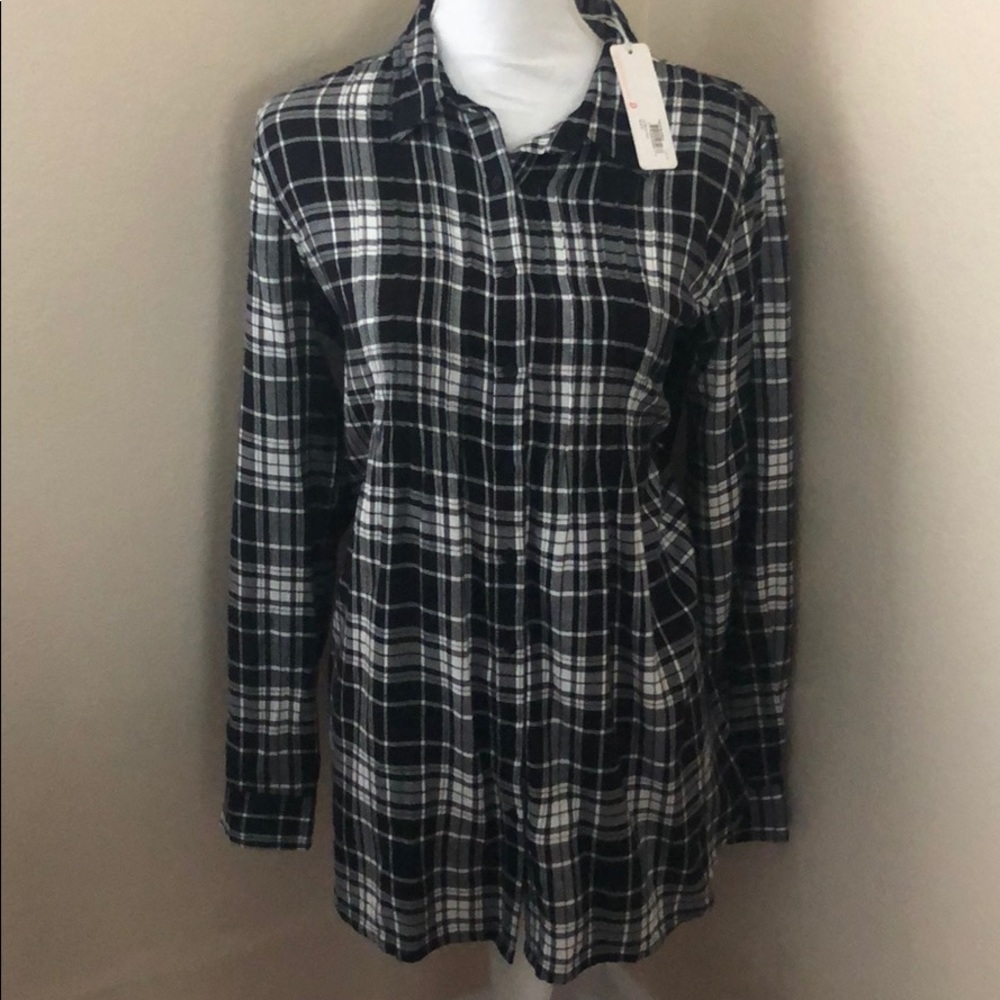 Ingrid & Isabel Plaid Pintuck Woven Top